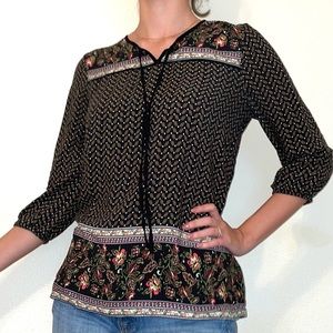XXI Bohemian Print Peasant Top Blouse